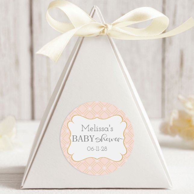 Pastel Peach and Gold Geometric Classic Round Sticker (Creator Uploaded)