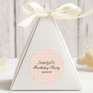 Pastel Peach and Gold Geometric Classic Round Sticker