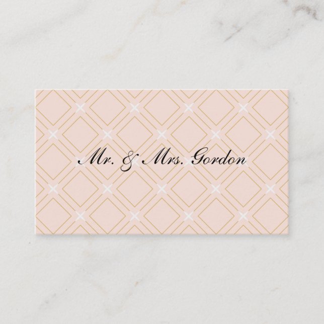 Pastel Peach and Gold Geometric Place Card (Front)