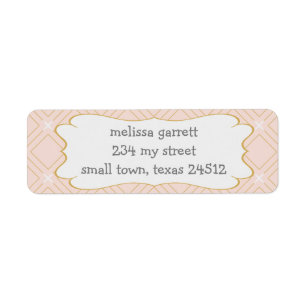 Pastel Peach and Gold Geometric Return Address Label