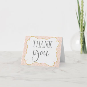 Pastel Peach and Gold Geometric Thank You Card