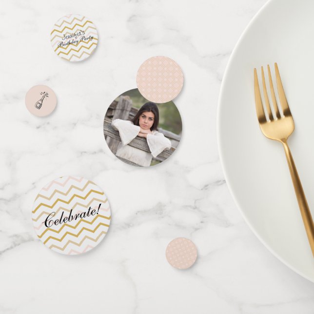 Pastel Peach and Gold Zig Zag Confetti (Group)