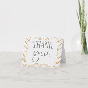 Pastel Peach and Gold Zig Zag Thank You Card