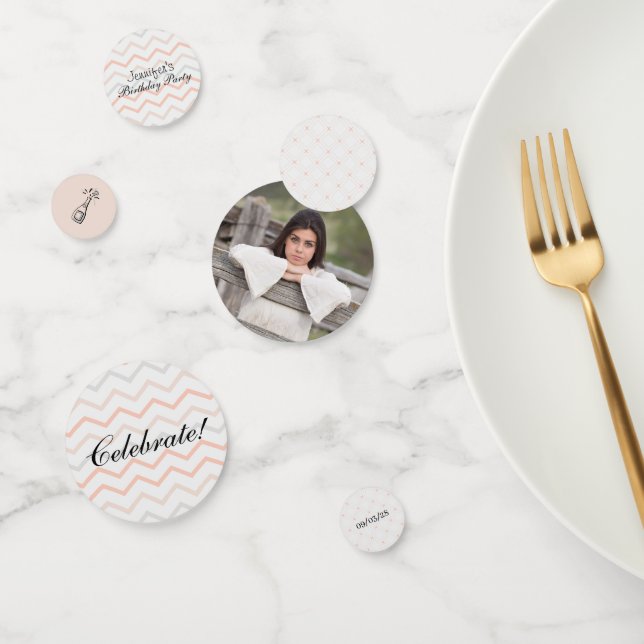 Pastel Peach and Grey Zig Zag Confetti (Group)