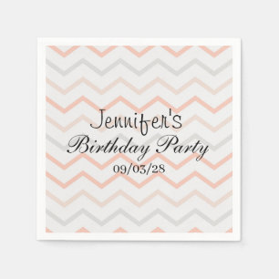 Pastel Peach and Grey Zig Zag Napkin