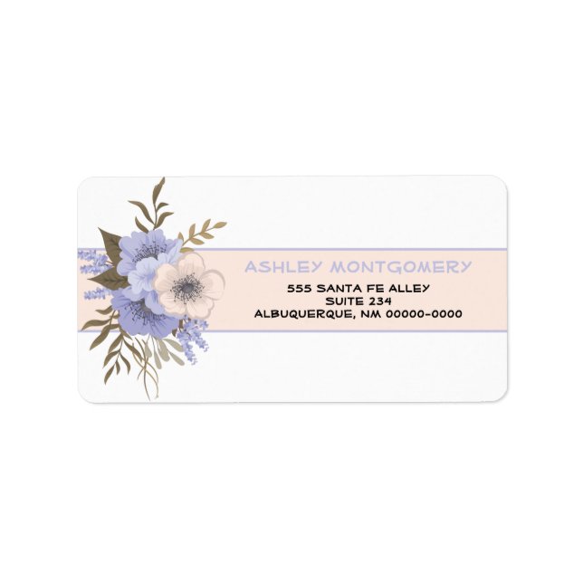 Pastel Peach and Violet Five Petal Wild Roses Label (Front)