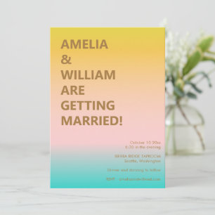 Pastel Peach Blush Mint Ombre Bold Couple Wedding Invitation