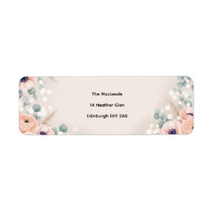Pastel Peach Eucalyptus Floral Return Address Labe Label