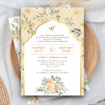 Pastel Peach Floral Anand Karaj Sikh Wedding Invitation<br><div class="desc">Amaze your guests with this traditional Sikh wedding invite featuring an elegant floral pattern background and beautiful watercolor flowers with modern typography. Simply add your event details on this easy-to-use template to make it a one-of-a-kind invitation.</div>