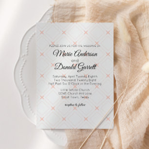 Pastel Peach Geometric Cream Wedding Invitation