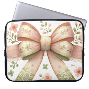 PASTEL PEACH & GREEN IRISH THEMED BOW LAPTOP SLEEVE