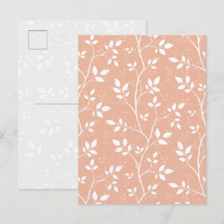 Pastel Peach Minimalist Botanical Art Postcard
