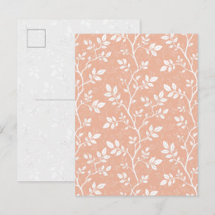 Pastel Peach Minimalist Botanical Art Postcard
