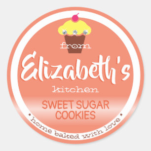Pastel Peach Orange Sweet Cupcake Baking Labels