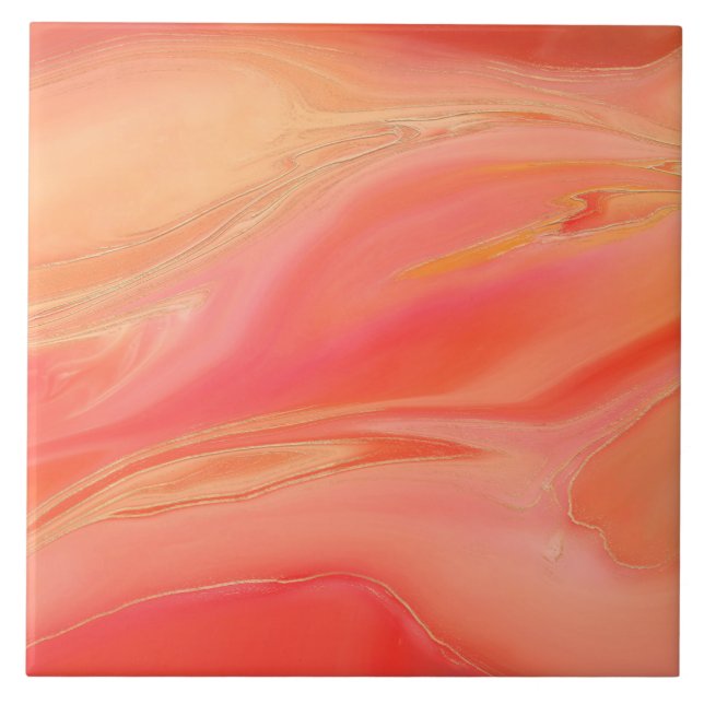 Pastel peach pink abstract ceramic tile (Front)