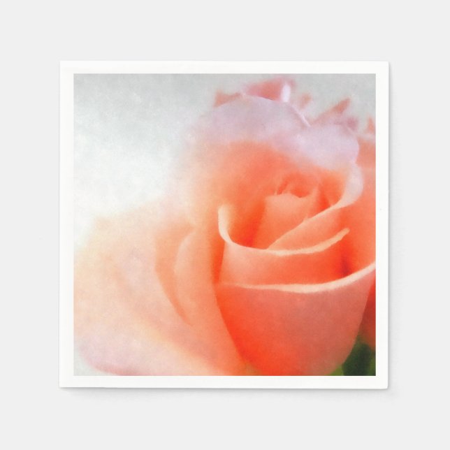 Pastel Peach Rose Paper Napkins (Front)