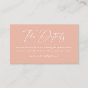 Pastel Peach Wedding Website Enclosure Card