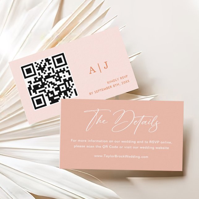 Pastel Peach Wedding Website Enclosure Card (Creator Uploaded)