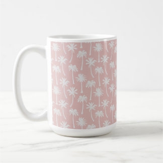 PASTEL PEACH WITH WHITE SUMMER TROPICAL PALM TREES COFFEE MUG