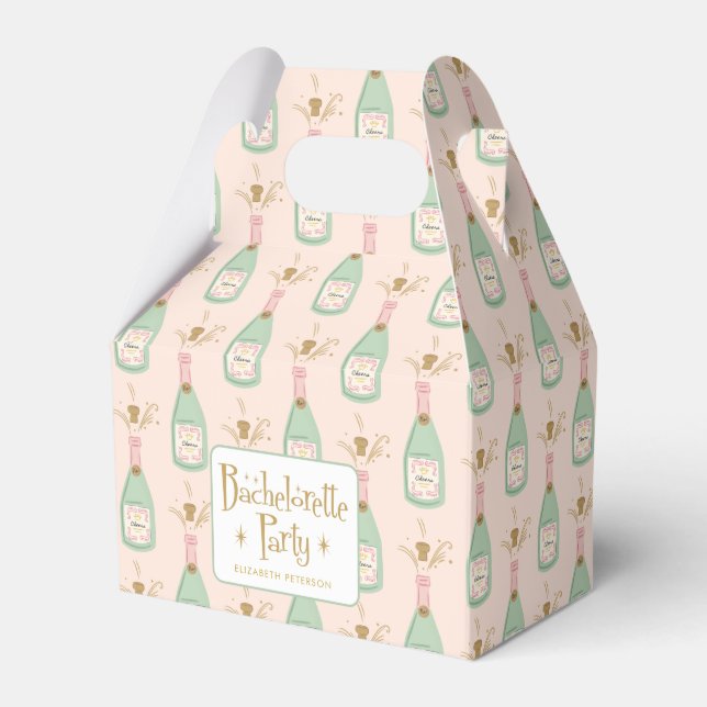 Pastel Peachy Bachelorette Party Sparkle Favour Box (Front Side)