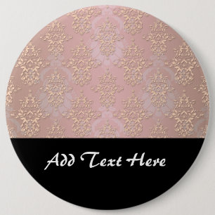 Pastel Peachy Damask 6 Cm Round Badge