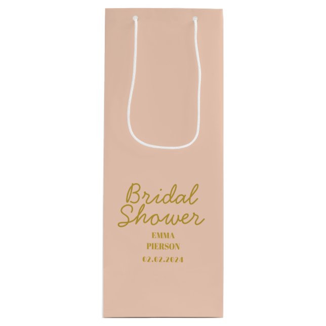 Pastel Peachy Favour gift Bridal Shower  Wine Gift Bag (Front)