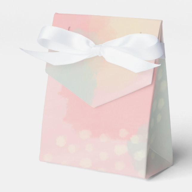 Pastel Peachy Pink Abstract Art Wedding Favour Box (Front Side)