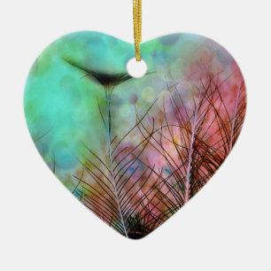 Pastel Peacock Feathers Ceramic Tree Decoration