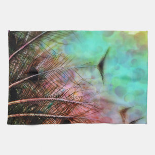 Pastel Peacock Feathers Tea Towel