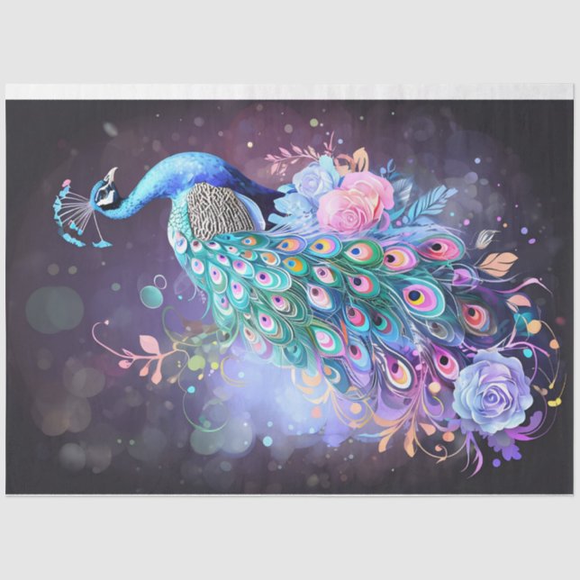 Pastel Peacock Tissue Paper (Front)