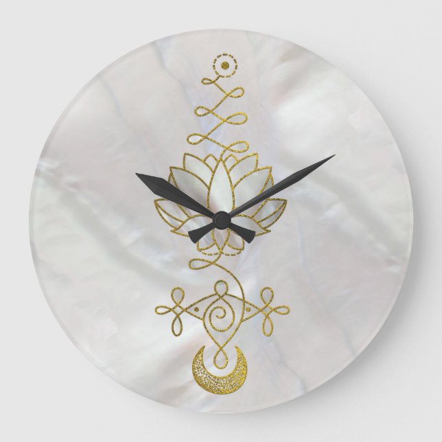 Pastel Pearl Unalome Lotus Symbol Large Clock (Front)