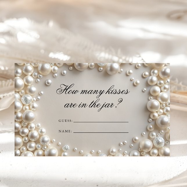 Pastel Pearls How Many Kisses Bridal Game Enclosure Card (Creator Uploaded)