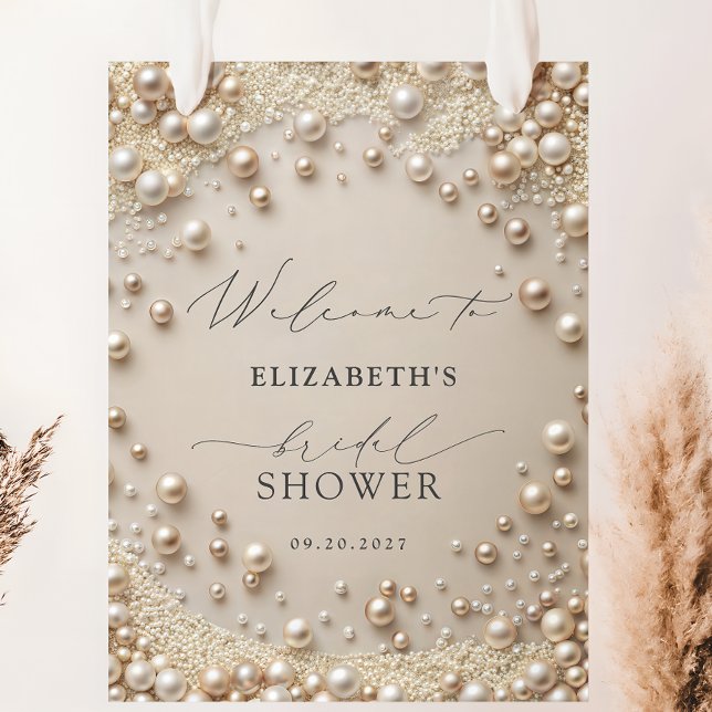 Pastel Pearls with Diamonds Bridal Shower Welcome Poster (Creator Uploaded)