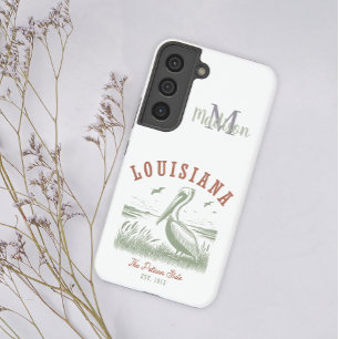 Pastel Pelican Louisiana State Initial Name Samsung Galaxy Case