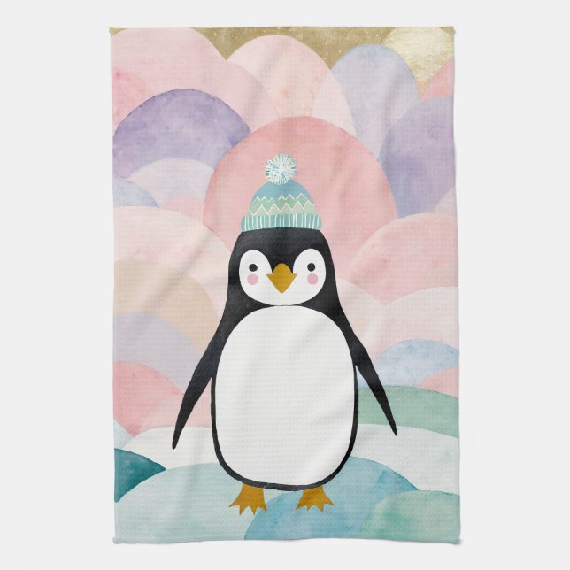 Pastel Penguin Peak Tea Towel (Vertical)