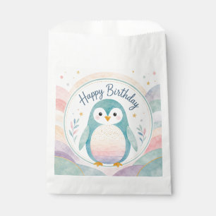Pastel Penguin Rainbow Birthday Celebration Favour Bag