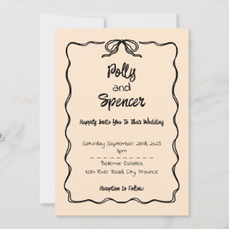Pastel Penmanship Wedding Invitation Apricot 