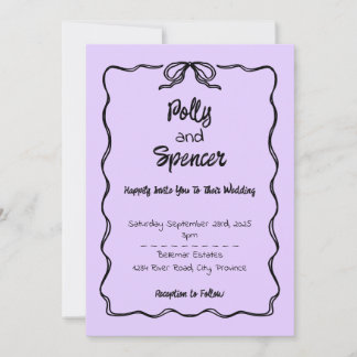 Pastel Penmanship Wedding Invitation Lavender 