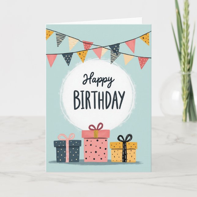 Pastel Pennant Birthday Card (Front)