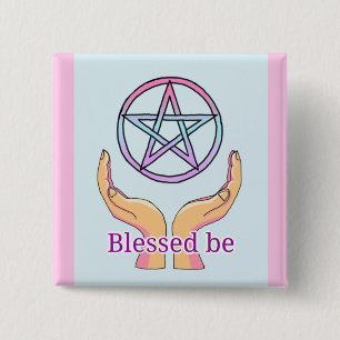 Pastel Pentacle "Blessed be" Pentagram 15 Cm Square Badge