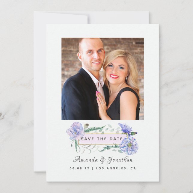 Pastel Peonies Floral Wedding Save the Date (Front)