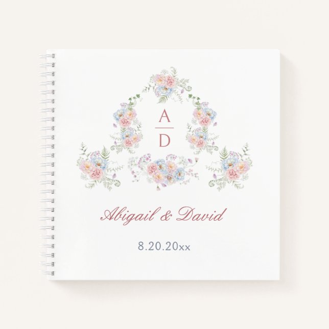 Pastel Peonies Frame Wedding Guest Book (Front)