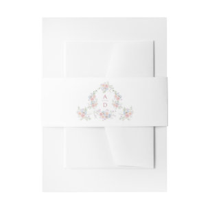 Pastel Peonies Frame Wedding Monograms Invitation Belly Band