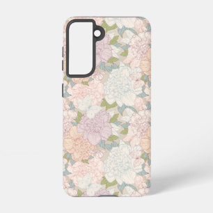 Pastel Peony & Butterfly Flower Pattern Samsung Galaxy Case