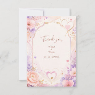 Pastel Peony Love Song Wedding Romance Thank You Card