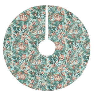 Pastel Peony Tulip Crocus William Morris Pattern Brushed Polyester Tree Skirt