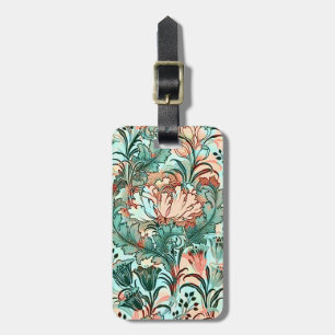 Pastel Peony Tulip Crocus William Morris Pattern Luggage Tag