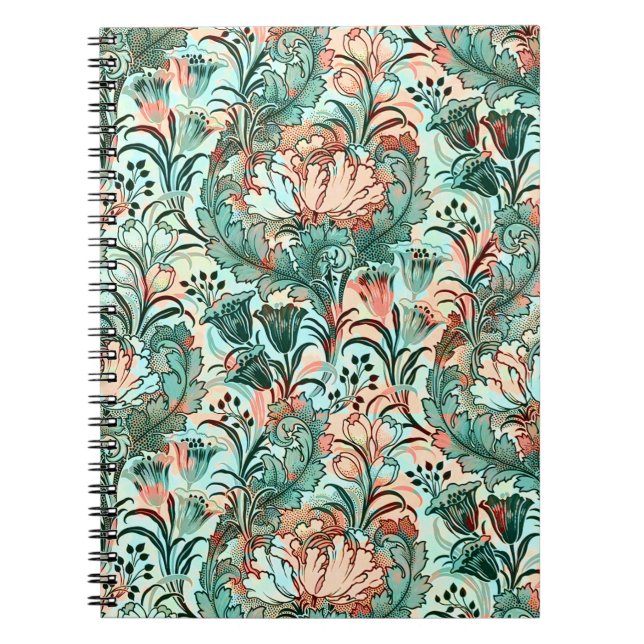 Pastel Peony Tulip Crocus William Morris Pattern Notebook (Front)