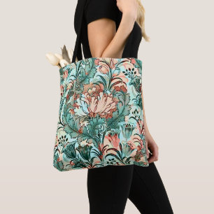 Pastel Peony Tulip Crocus William Morris Pattern Tote Bag