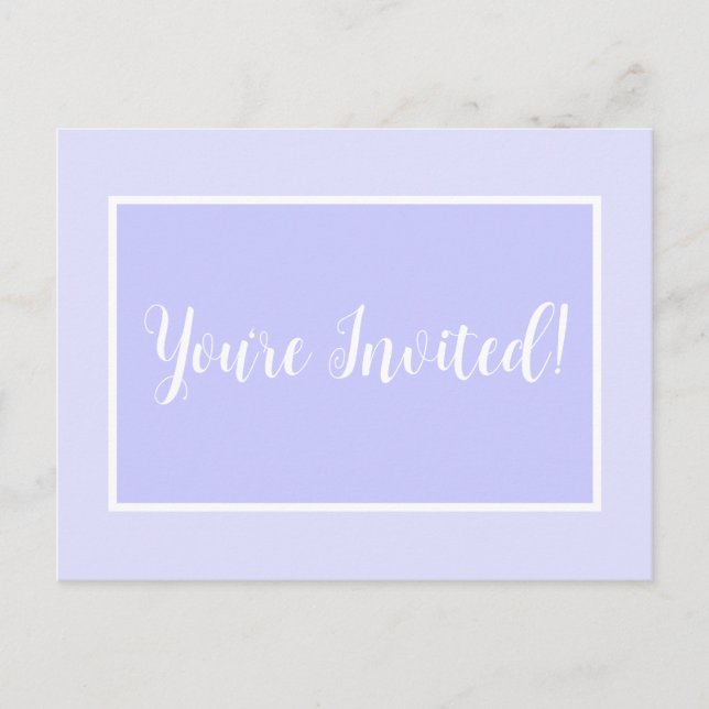 Pastel Periwinkle Purple  Invitation Postcard (Front)